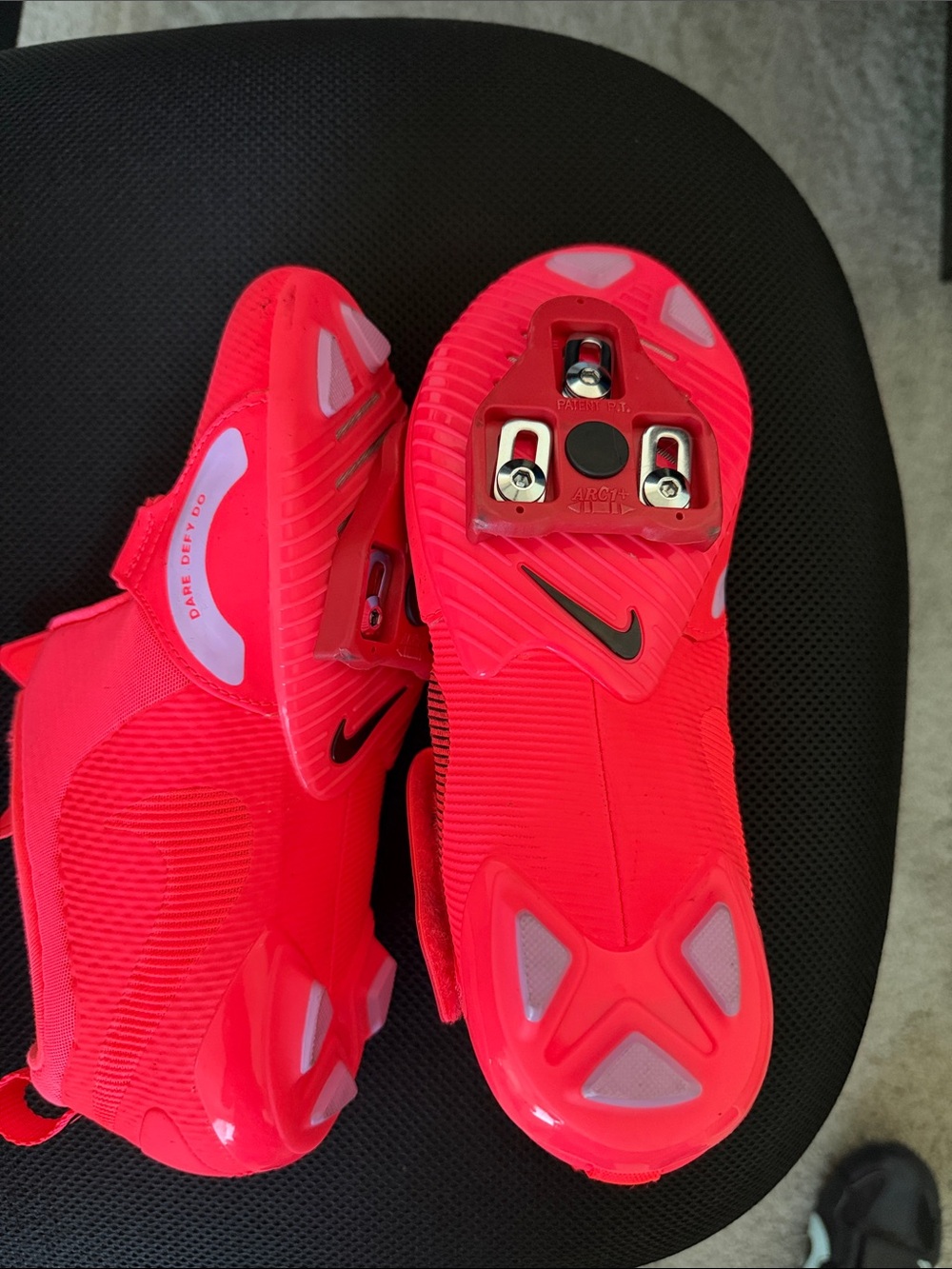 Nike Neon Pink Cycling Shoes with Cleat Plate